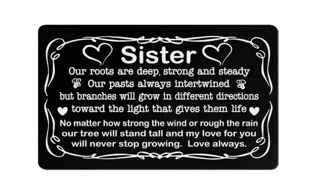 Wallet Card - metal note & envelope - sister