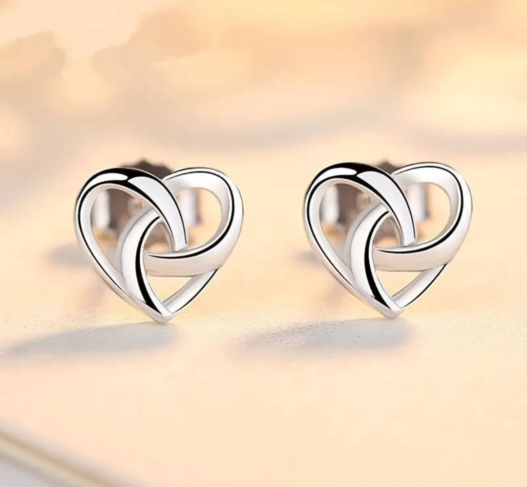 Earrings - knot heart studs