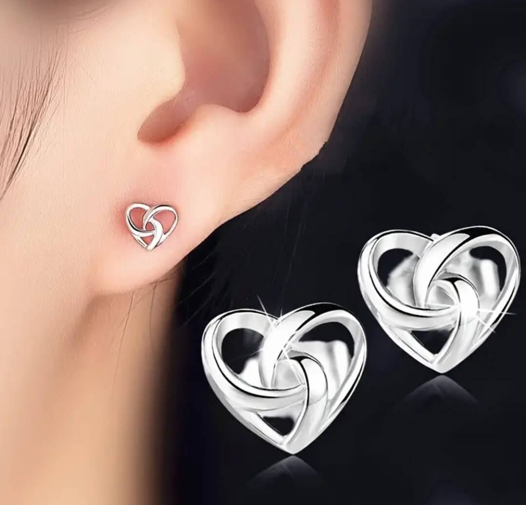 Earrings - knot heart studs