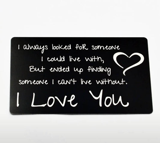 Wallet Card - metal love note & envelope