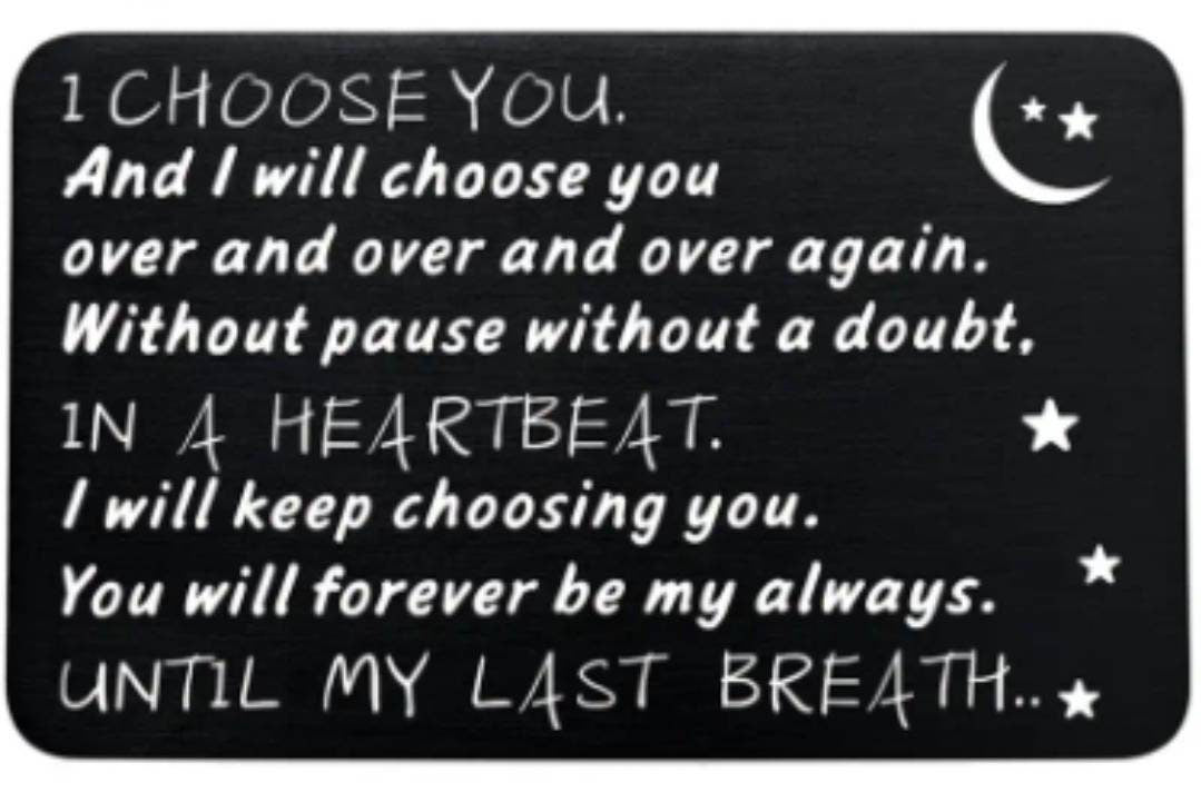 Wallet Card - metal love note & envelope - love you